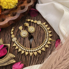 Vriksham Designer White Stone Short Neckpiece-G17918