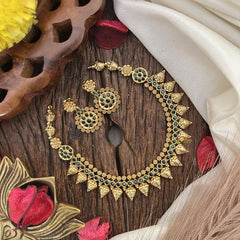 Vriksham Designer Green Stone Short Neckpiece-G17917