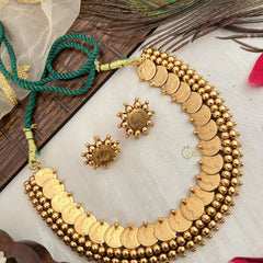 Vriksham Queen Victoria Kasu Mala Neckpiece With Green Thread-G19115