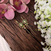 Vriksham Maanga Bugadi Style Earrings-Green White-Pearls-G22110