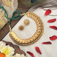 Vriksham Queen Victoria Kasu Mala Neckpiece With Green Thread-G19115