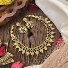 Vriksham Designer Green Stone Short Neckpiece-G17917
