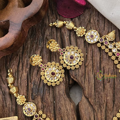 Vriksham Designer Red White Stone Short Neckpiece-G17919