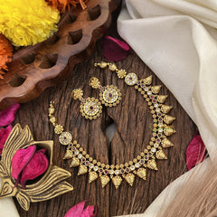 Vriksham Designer Red White Stone Short Neckpiece-G17919