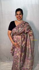 Vriksham Lavender Sita Ramam Floral Crush Organza Saree-Handloom-VS5031