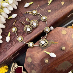 Vriksham Classic Pear Shape Golden White Floral Short Neckpiece-G21522