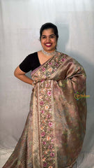 Vriksham Radish Brown Sita Ramam Floral Crush Organza Saree-Handloom-VS5033