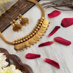 Vriksham Gold Plated 14 Lakshmi Coin Neckpiece-G19124