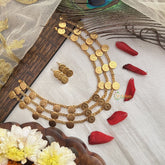 Vriksham Gold Plated 3 layer Lakshmi Kasu Mala Neckpiece-G19120