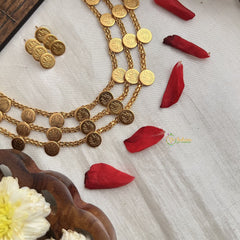 Vriksham Gold Plated 3 layer Lakshmi Kasu Mala Neckpiece-G19120