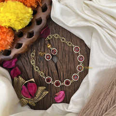 Vriksham Elegant Red AD Stone Short Neckpiece-G17926