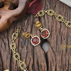 Vriksham Elegant Red AD Stone Short Neckpiece-G17926