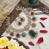 Vriksham Navratna AD Stone Ganesha Style Neckpiece-G19126