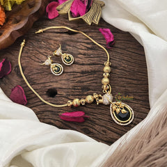 Vriksham Unique Bird Shape Green AD Stone Pendant Chain Neckpiece-G17891