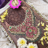 Vriksham Exquisite Kundan Jadau Maanga Short Neckpiece-Pastel Green Beads-J3696