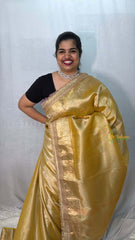 Vriksham Janhvi Kapoor Mustard Yellow Organza Saree-Lace Border-Handloom-VS5040