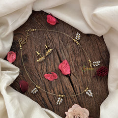 Vriksham Gold 5 Leaf Style Invisible Neckpiece-White-G19121