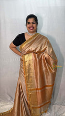 Vriksham Rich Ochre Organza Saree-Aari Work Border-Handloom-VS5043