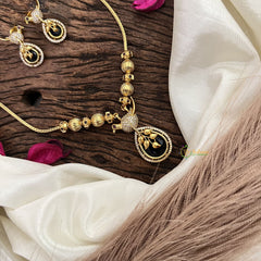 Vriksham Unique Bird Shape Blue AD Stone Pendant Chain Neckpiece-G17893