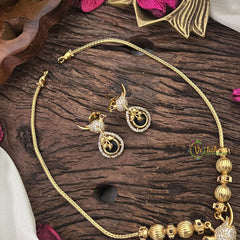 Vriksham Unique Bird Shape Blue AD Stone Pendant Chain Neckpiece-G17893