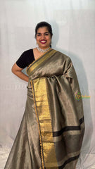 Vriksham Grey Color Janhvi Kapoor's Organza Saree-Handloom-VS5037