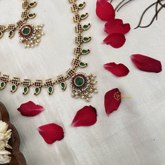 Vriksham Premium Non Idol Floral With Manga Kemp Stone Gold Bridal Set-G19182