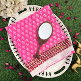 Vriksham Baby Pink Leaf Print Cotton Mulmul Saree-VS5052