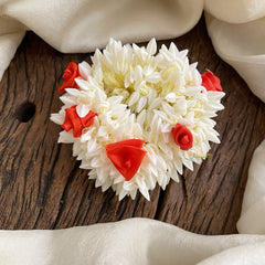 Vriksham Scented Jasmine With Light Red Bridal Hair Accessories -Mallipoo Veni-H960