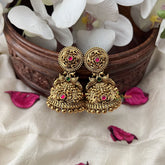 Vriksham Exquisite Gold Look Alike Jhumka-Red Green-Gold Bead-G18204