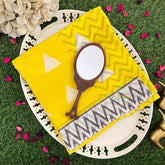 Vriksham Yellow With Zigzag Gray Border Cotton Mulmul Saree -VS5049