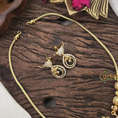 Vriksham Unique Bird Shape Purple AD Stone Pendant Chain Neckpiece-G17896