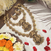 Vriksham Elegant Gold Plated Lakshmi With Peacock Bridal Set-Gold Bead-G19185