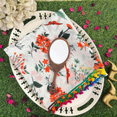 Vriksham Ink Blue Cotton Mulmul Saree with Pom Pom Lace Saree-VS5016