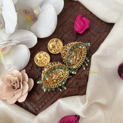 Vriksham Exquisite Gold Look Alike Jhumka-Red Green-Pastel Green Bead-G18197