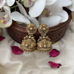 Vriksham Exquisite Gold Look Alike Jhumka-White-Gold Bead-G18201