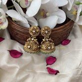 Vriksham Exquisite Gold Look Alike Jhumka-White-Pastel Green Bead-G18200