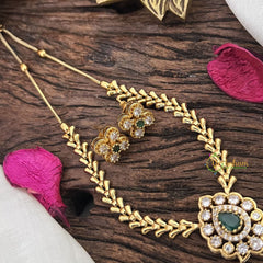 Vriksham Gold Look Alike Elegant Pendant Short Neckpiece-Green-G17912
