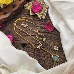 Vriksham Elegant Pastel Green Stone Pendant Chain-G17923