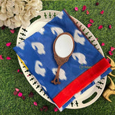 Vriksham Blue and White Ikat Design Pattern Mulmul Cotton Saree-VS5063