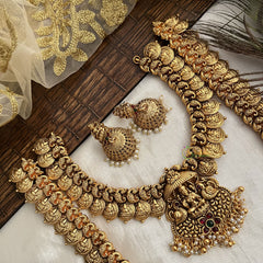 Vriksham Divya Lakshmi Coin Antique Bridal Set-Green Red-Pearl-G19180