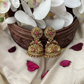 Vriksham Exquisite Gold Look Alike Jhumka-Red-Gold Bead-G18202