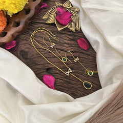 Vriksham Elegant Green Stone Pendant Chain-G17921