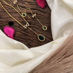 Vriksham Elegant Green Stone Pendant Chain-G17921