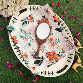 Vriksham Autumn Orange Floral Design On White Mulmul Cotton Saree-VS5062