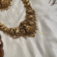 Vriksham Designer Gold Plated Lakshmi With Peacock Bridal Set-Gold Bead-G19184