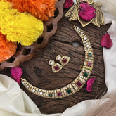 Vriksham Exquisite AD Stone Hasli Choker-Red Green-G17905