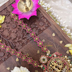 Vriksham Radha Krishna Pendant Jadau Kundan Long Neckpiece-Pastel Green Beads-J3706