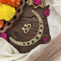 Vriksham Exquisite AD Stone Hasli Choker-Green-G17907