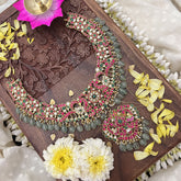 Vriksham Elegant Pendant Jadau Kundan Short Neckpiece-Pastel Green Beads-J3705