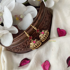 Vriksham Gold Look Alike Hook Jhumka-Red-Gold Bead-G18290